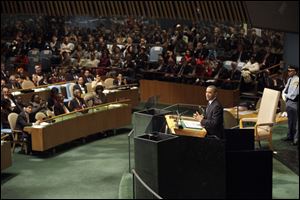 President Barack Obama addresses the 67th session of the United Nations General Assembly at U.N. headquarters Tuesday.