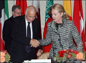 Secretary of State Hillary Rodham Clinton welcomes Nabil Elaraby, Head of the Arab League on Friday as she hosts a gathering of Friends of Syria group in New York.