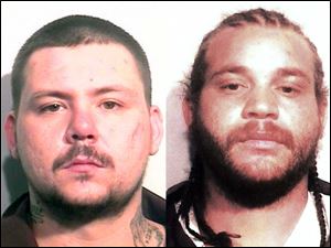 Andrew Goetz, left, and Chaz Jackson, right, are wanted by Toledo Police for the death of Jonathan Morris. 