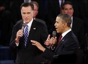 President Barack Obama and Republican presidential candidate and former Massachusetts Gov. Mitt Romney.