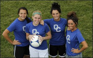 Clay won the Three Rivers Athletic Conference girls soccer title with top players, from left, Honnah Susor, Alyssa Heintschel, Lindsay Schiavone, and Kendyl Christian.