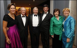 From left, Hope and Deke Welles, Tom Brady, Brian Kennedy, Mary Kennedy and Betsy Brady at the Centenary Celebration of Museum Leadership at the Toledo Museum of Art.