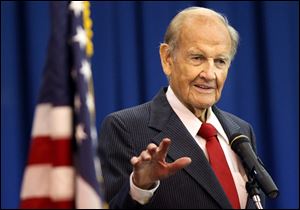 George McGovern speaks at the winter commencement of First Coast technical College in St. Augustine, Fla., in January, 2012. He died at 90 Sunday.