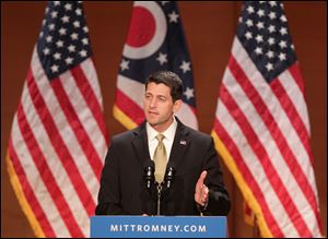Republican vice presidential candidate Paul Ryan makes a policy speech about upward mobility and the economy Wednesday at Cleveland State University's Waejten Auditorium.