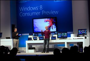 Steven Sinofsky, president of Windows and Windows Live attends the Windows 8 Consumer Preview presentation during a news conference in Spain in February.