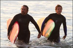 Gerard Butler, left, and Jonny Weston in a scene from 