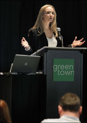 Alexandra Cousteau speaks at the GreenTown: The Future of Community event at the Seagate Convention Centre in Toledo.