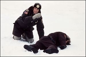 Frances McDormand as police chief Marge Gunderson in a scene from the movie, Fargo.