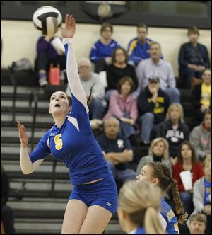 St. Ursula’s Katie McKernan, a senior who will play at Holy Cross, is second on the team with 214 kills and leads in assists with 349.