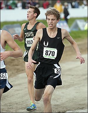 Northview's Kyle Brooks (870) crosses the finish line in 26th.