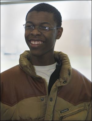 Trevon Bryant Bey, 18, voted for the first time at the Kent Branch of the Toledo-Lucas County Public Library. 