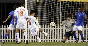 Sylvania Southview's Jared Yoshino takes a shot on goal.