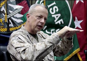 U.S.  Gen. John Allen, top commander of the NATO-led International Security Assistance Forces (ISAF) and U.S. forces in Afghanistan, during an interview with The Associated Press in Kabul, Afghanistan, in July.