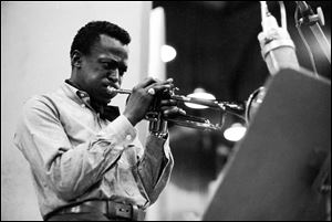 Musician Miles Davis is shown during recording session in 1959 for 