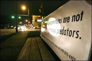This bench at Bancroft and Lagrange, in an area frequented by prostitute ‘Kia,’ offers help for those in the sex trade.