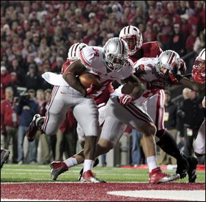 OSU's Carlos Hyde scores the game-winning touchdown against Wisconsin in overtime.
