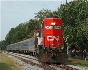 The SAM Shortline train pulls into Plains, Ga.