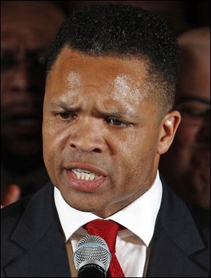 FILE - In this March 20, 2012 file photo, Rep. Jesse Jackson Jr., D-Ill. speaks in Chicago. A spokesman for House Speaker John Boehner says he has received letter of resignation from Rep. Jesse Jackson Jr. Wednesday.   (AP Photo/M. Spencer Green, File)