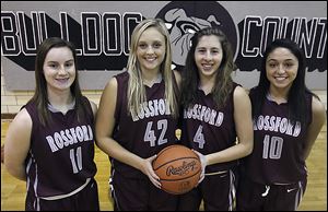 From left: Rossford basketball players Margo Jackson, Alaina Mitchell, Julie Hotz and Courtney Morris.