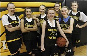 Northview players from left: Maddie Cole, Rahma Ismail, Lauren Yurjevic, Maddie Fries, Kendall Jessing, Lauren Keil and Kendall McCoy.