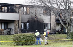 The Brandywine condominium complex on Bernywyck West Road in Monclova Township is pictured Friday morning, following a fire Thursday evening.