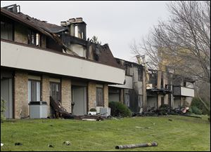 The Brandywine condominium complex on Bernywyck West Road in Monclova Township is pictured Friday morning, following a fire Thursday evening.