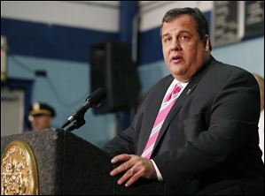 New Jersey Gov. Chris Christie talks during a news conference at at fire house in Middletown, N.J. Christie announced he will seek re-election to a second term.