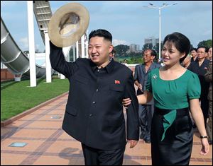 North Korean leader Kim Jong Un, accompanied by his wife Ri Sol Ju in July.