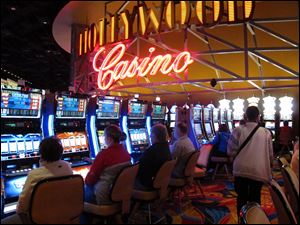 Gamblers play the slot machines as the Hollywood Casino Columbus which opened in October.