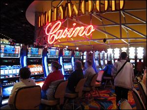 Gamblers play the slot machines as the Hollywood Casino Columbus which opened in October.