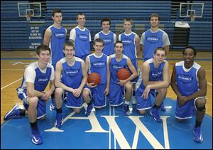 front row from left: Jake Reid, Grant Fiock, Hunter Debo, Matt Fox, Mark Donnal, Ose Omofoma. Back row from left: Phillip Reed, James Baker, Alex Murphy, Kyle Breymaier and Hunter Johnson.