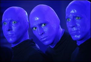 Members of the Blue Man Group promote their new show at the Monte Carlo Resort and Casino in Las Vegas in October.