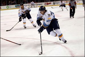 Terry Broadhurst was one of three Walleye players to pick up a goal and an assist in Saturday's 4-3 win over Cincinnati. The win pushes Toledo back into first place in the ECHL North Division.