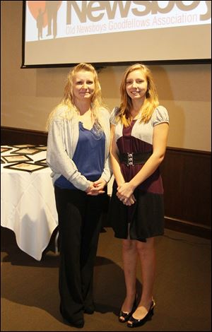 Student scholarship awardee Tracy Campbell, right, and her mother Jacqueline Campbell, left, during the Old News Boys Goodfellow Association annual dinner.