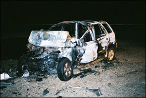 The driver of this sport utility vehicle was killed after he missed a sharp curve on State Rt. 2 in Jerusalem Township and rammed into a parked tractor-trailer in 2000.