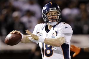 Denver Broncos quarterback Peyton Manning became the fastest quarterback to reach 5,000 career completions and earned his record 12th 10-win season as a starter.