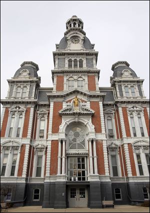 The Van Wert County courthouse restoration effort started with a fund setting aside court fees that could be used for building improvements. Above is one of the medallions in the courthouse. 
