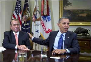 President Obama and House Speaker John Boehner of Ohio discuss negotiations over the fiscal cliff.