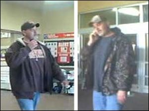 Surveillance video captured these images of the suspect at the Bowling Green Walmart. 