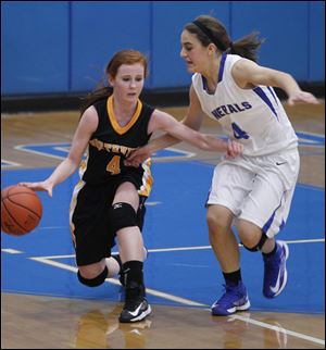 Northview's Maddie Fries is guarded by AW's Abby Allen during 2nd half at Anthony Wayne HS in Whitehouse.