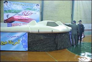 A photo released by the Iranian Revolutionary Guards, claims to show US RQ-170 Sentinel drone which Tehran says its forces downed late last year.