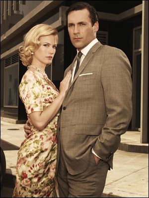 January Jones as Betty Draper, left, and Jon Hamm as Don Draper in 