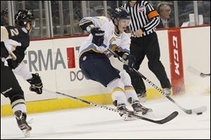 Toledo's Andrej Nestrasil extended his point streak to six games with an assist in the 5-2 win over Wheeling on Wednesday night.
