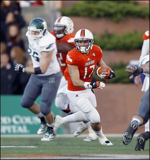 Bowling Green's Ryan Burbrink rushes against Eastern Michigan. The redshirt freshman receiver is third on the team in catches with 36 for 305 yards after walking on last season.