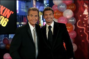 Former New Year's Rockin' Eve host Dick Clark, left, with current host Ryan Seacrest.