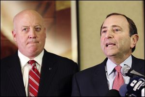 NHL Commissioner Gary Bettman, right, and deputy commissioner Bill Daly, shown here three weeks ago, made a new proposal to the players' association, hoping to spark talks to end the long lockout and save the hockey season. 
