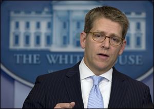 White House press secretary Jay Carney speaks during his daily news briefing at the White House in Washington.