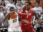  Michigan State's Branden Dawson, left, and Ohio State's Deshaun Thomas  battle for ball. Thomas finished with 28 points.