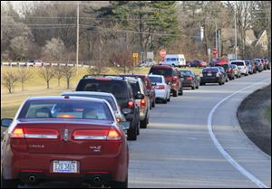 A familiar sight: Traffic exiting eastbound I-75 at the Corey Road exit in Sylvania.