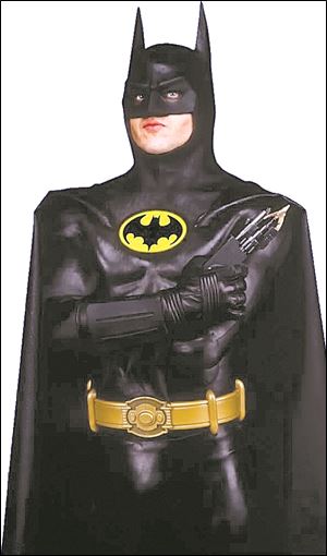 Michael Keaton in the bat suit he wore in Tim Burton's 'Batman' was designed by Burnham.